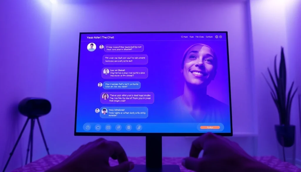 Engaging sexy AI chat interaction displayed in a minimalist room.